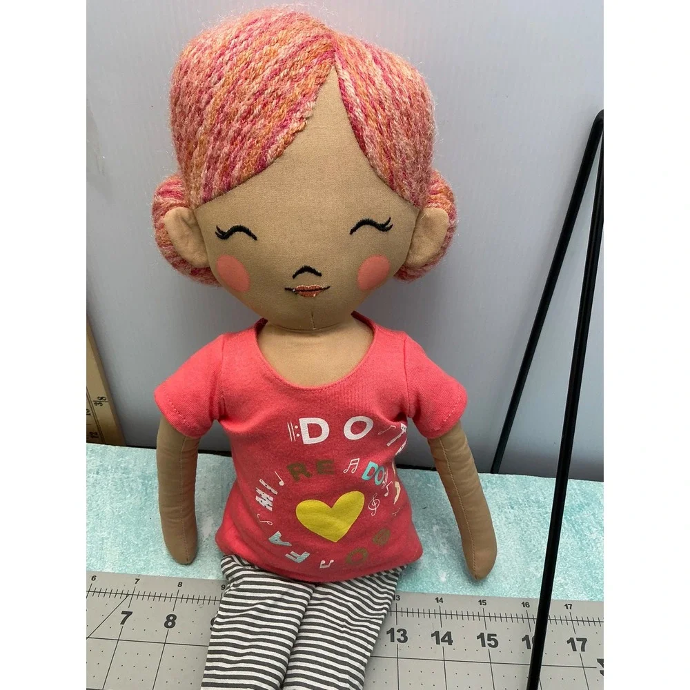 Pillowfort The Composer Doll Pink Yarn Hair Plush Decorative Pillow 21.5 inch